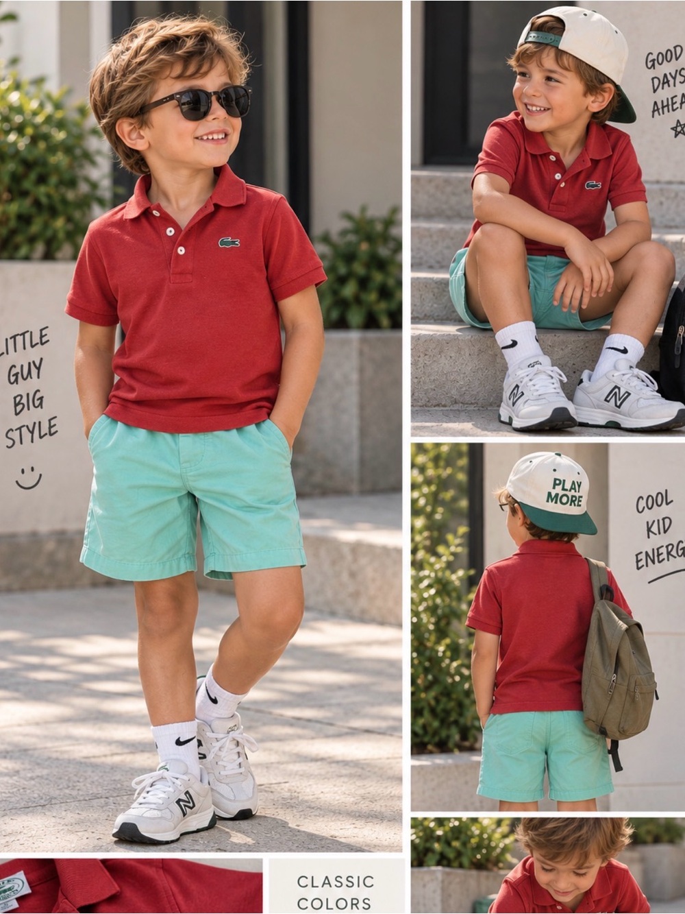Lacoste’s Izod Pique Kids Red Polo Shirt+!shorts outfit Sz5 CUTE!PriceFirm